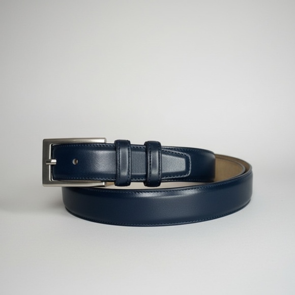 Maison Koly X Enzo Bonafe Dress Belt Handmade Navy Calf leather - Picture 2 of 3